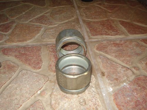 2 female electrical union steel coupling bushings straight fittings 1&#039;1/2&#034; for sale