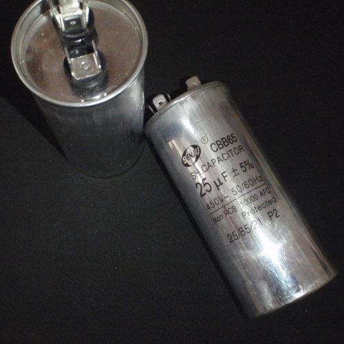 Capacitor cbb65a 450vac 25uf hvac 25 mfd ac motor compressor start #silver for sale