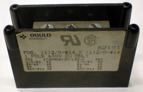 GOULD SHAWMUT 62151 1-POLE 600V CU ONLY POWER DISTRIBUTION BLOCK ASSEMBLY