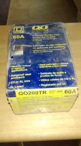 Square D Non-Fused Disconnect QO200TR 60A, 240Vac 1 Phase 2 Wire 10 HP Max