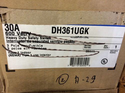 NEW CUTLER HAMMER DISCONNECT SWITCH DH36UGK 3P NO-FUSE NEMA 1 600V 30AMP