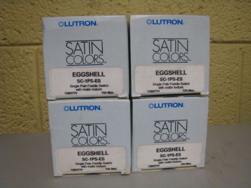 4 New Lutron Satin SC-1PS-ES 120/277V 15A Single Pole Paddle Switch Lot Eggshell