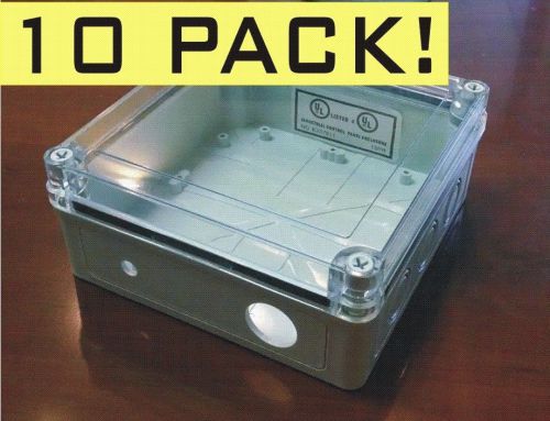 Lot of 10 weatherproof electrical enclosure box nema 4 clear lid 6.75&#034;x6.75&#034;x3&#034; for sale