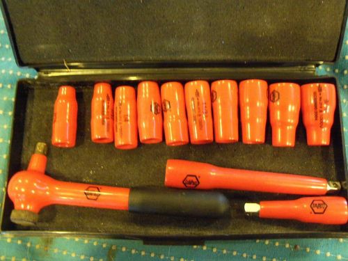 Wiha 31390 13 piece sae insulated 1/4&#034; drive socket box set for sale