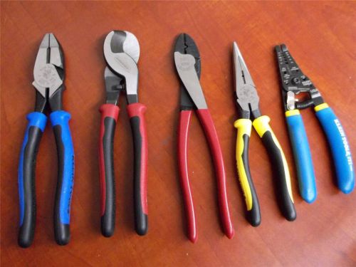 Lot of 5 KLEIN Electrical PLiers Tools 11055 1005  J200-9NE J63050 J203-8N