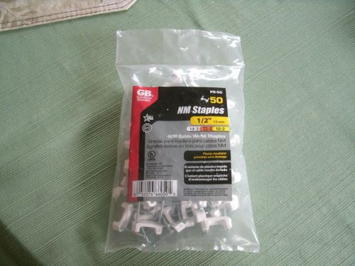 BS16   GARDNER BENDER 1/2&#034; NM CABLE WOOD STAPLES. PS-50    QTY: 50. SEALED BAG