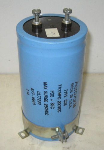 Aerovox 7700uf 200vdc capacitor w/screws and mount for sale