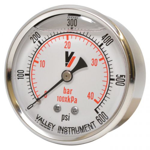 Valley Grade A Back Mount 2 1/2in Glycerin Filled Gauge-0-600 PSI #2240GXB600