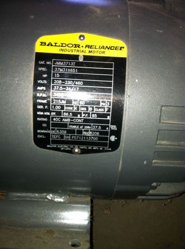 Baldor 15hp tefc electric motor 215jm 3450 rpm for sale