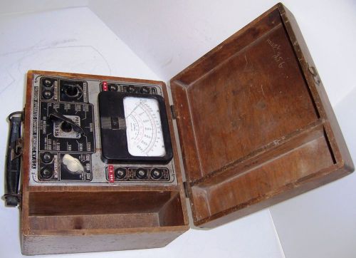 PRECISION APPARATUS Multimeter Tester SERIES 856 WOOD CASE ESTATE FIND, Vtg