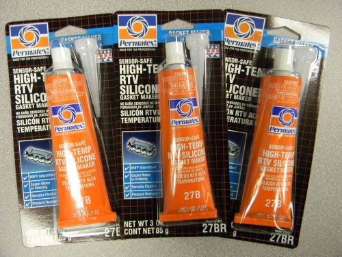 3pks 3 oz Tubes Permatex 81422 High-Temp RTV Silicone Gasket Maker, Sensor-Safe