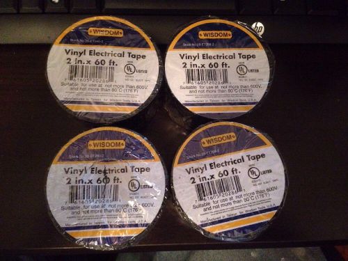 4 Pack Of Wisdom Vinyl Electrical Tape 2&#034; x 60 Feet