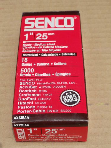 3 Boxes of 5000 Each Senco Brads Medium Head,1&#034;,18 Gauge,Galvanized