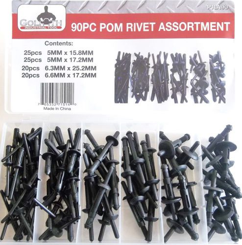 90pc GOLIATH INDUSTRIAL POM RIVET ASSORTMENT POLYOXYMETHYLENE POP PLASTIC PRA90