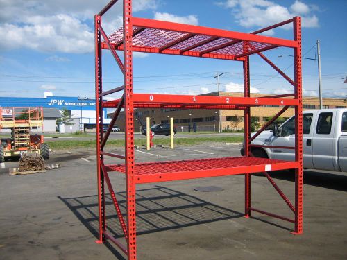 4 sections teardrop pallet rack approx 32&#039; l x 10&#039; hd , 48&#034; deep x 10&#039; tall for sale