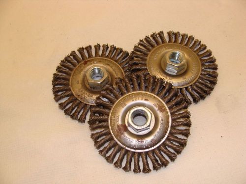 ADVANCE 82186 4 INCH STEEL BRUSH STRINGER BEAD TWIST KNOT WHEEL 1 LOT OF 3 USED