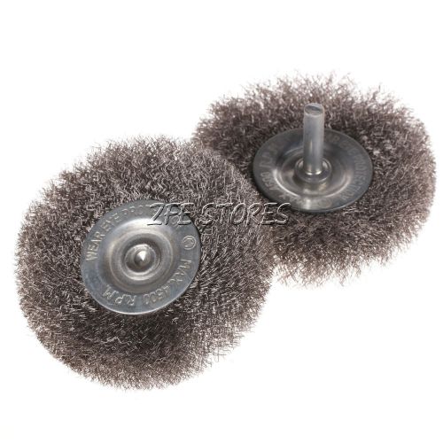 2Pcs 4inch Steel Wire Wheel Brush 1/4 Shank  For Detail Polish