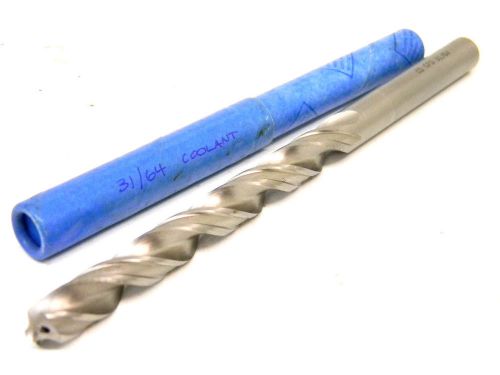 NEW MOHAWK USA 31/64&#034; STRAIGHT SHANK COOLANT TWIST DRILL .4844&#034; Bright Finish