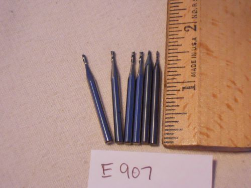 6 NEW 1/8&#034; SHANK CARBIDE END MILLS. 2 FLUTE. USA MADE {E907}