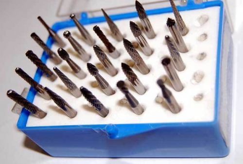 25 Pc. Made in USA 1/8&#034; Head x 1/8&#034; Shank Most Popular Tungsten Carbide Burr Set