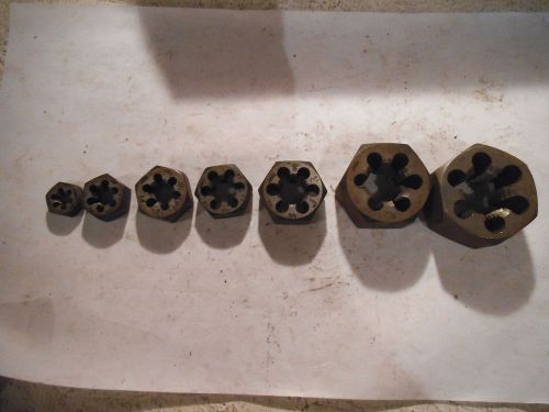 7 PC GTD DIE SET 1&#034;, 7/8&#034;, 5/8&#034;, 9/16&#034;, 1/2&#034; 7/16&#034;, 5/16&#034; - USED