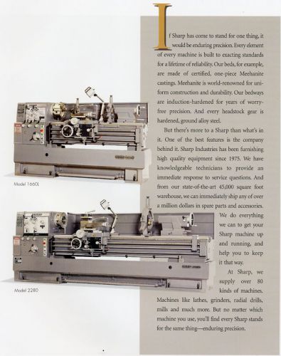 16&#034; swg 60&#034; cc sharp 1660l engine lathe, d1-8 camlock with 3-1/16&#034; bore; precisi for sale