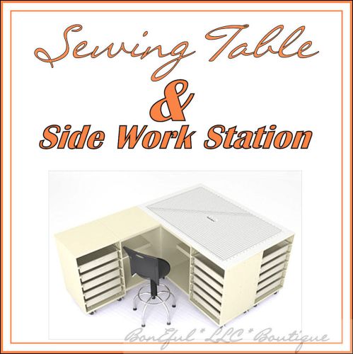 BonEful NEW Sewing Machine Work L Table Storage Desk Shelf Commercial Industrial