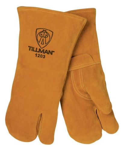 Tillman 1200 Premium Cotton Lined/Cowhide 3-Finger Welding Gloves, Large |Logo