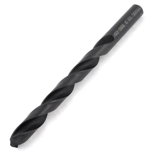 HSS-CO 10.2mm Dia 2 Flutes Cutting Round Straight Shank Twist Drill Bit Black