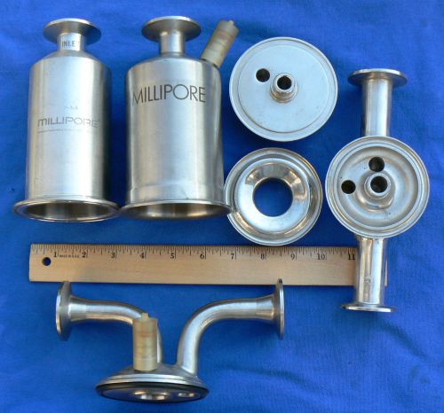 Filter housings 2 mini filter housing bells + 4 housing bases sanitary triclamp for sale