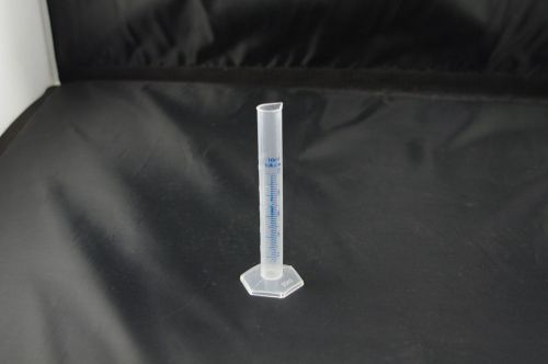 Graduated cylinder plastic 10ml hex base blue&amp;white scale free shipping for sale