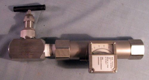 NEW SWAGELOK 1&#034; BONNET NEEDLE VALVE SS-12NBF16   W/ FLOW RATE METER ABB 10A3225