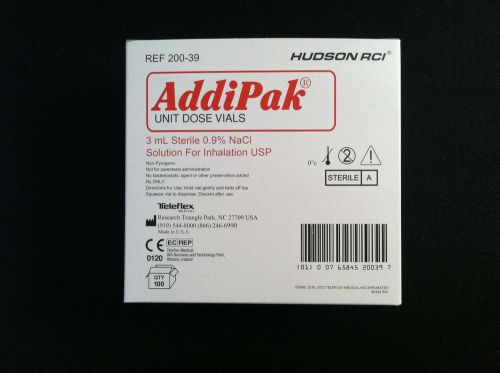 Sterile Saline Solution Hudson RCI Addipak 3mL x 100/Box