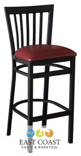 New Gladiator Full Vertical Back Metal Restaurant Bar Stool with Wine Vinyl Seat