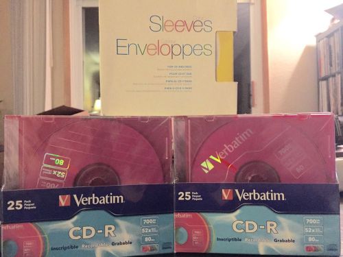 *Factory Sealed* 50 Verbatim CD-R &amp; Sleeves - 52X/80 Min/700MB