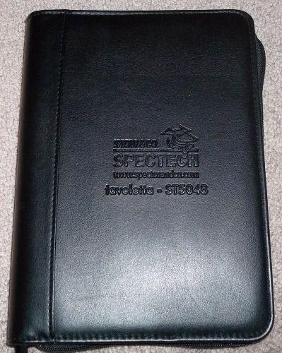 Spectech zipper portfolio black leather