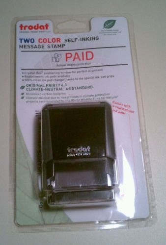 Trodat original printy 4.0 recycled 4912 office message stamp &#034;paid&#034; in red ink for sale