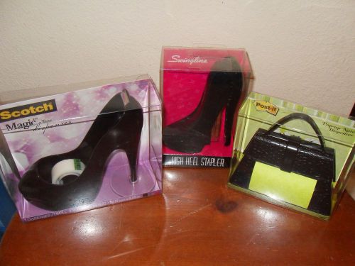 Scotch tape high heel  shoe,stapler &amp; post it purse dispensers free ship! for sale