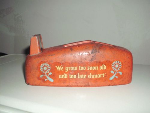 Vintage Scotch Tape  Dispenser--Flowers/Phrase on Red Solid Metal Base