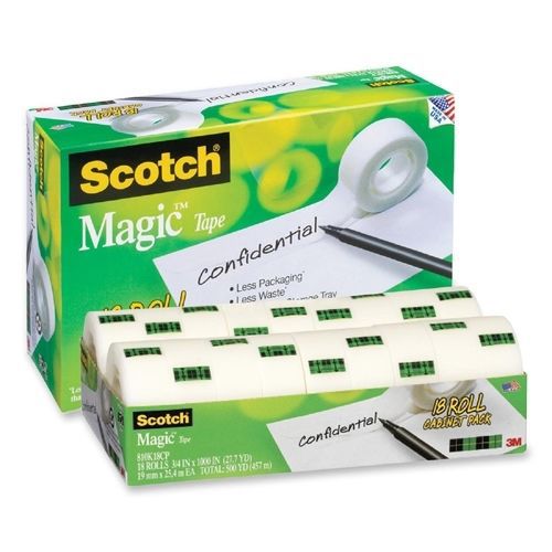 3M 810K18CP Magic Tape 3/4inx1000in 18/PK Clear