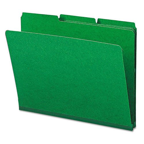 Recycled folders, one inch expansion, 1/3 top tab, letter, green, 25/box for sale