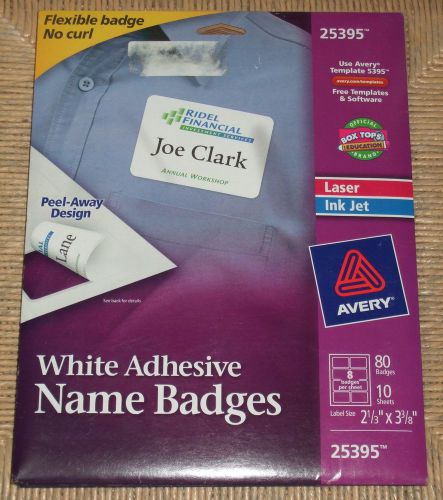 Avery white adhesive flexible name badges laser ink jet - 7 sheets / 56 badges for sale