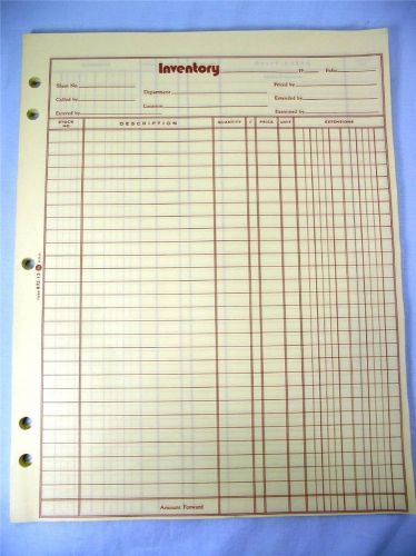 Wilson Jones 5 hole Yellow Inventory Sheets ledger columnar vintage #872-13 NOS