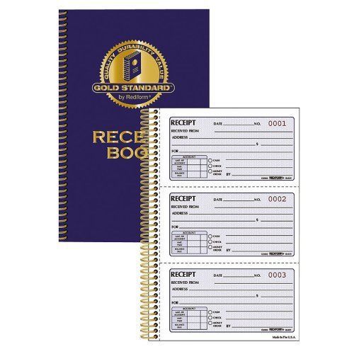 Rediform Gold Standard Receipt Book - 225 Sheet[s] - Wire Bound - 2 Part (8l829)