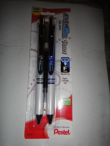 Pentel EnerGel Pearl Deluxe pearl Retractable Gel Pen fine needle tip black blue