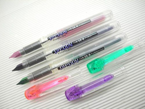 Green &amp; Pink &amp; Violet Platinum Preppy 0.5mm Medium Stainless Fountain Pen w/cap