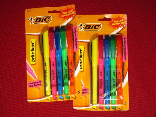 BNIB lot/set 10 Bic neon highlighters/markers -CHEAP office/school supplies