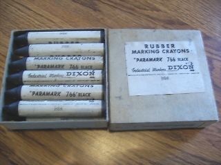 Vintage industrial markers dixon rubber crayons 12 mint in box  766 black for sale