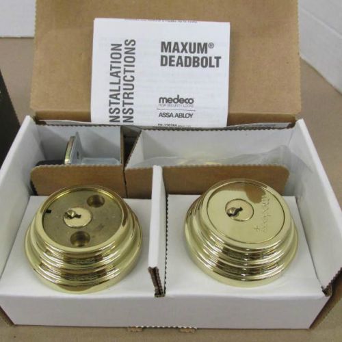 Medeco Maxum Deadbolt, Bright Brass 11-R63L, Less Bolt, Residential Uncombinated