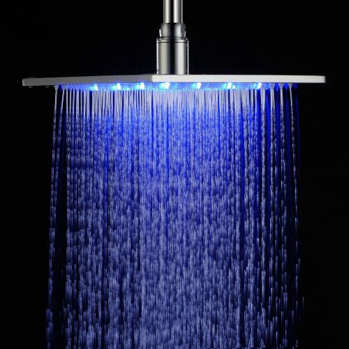 Modern 10 Inch LED Lights Square Chrome Brass LED Rain Shower Head Free Shipping